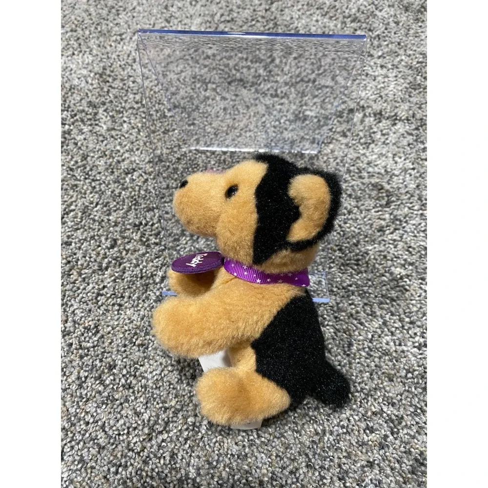 Justice Pet Shop Teddy German Shepherd Plush Tan Black Dog Purple Collar Tag